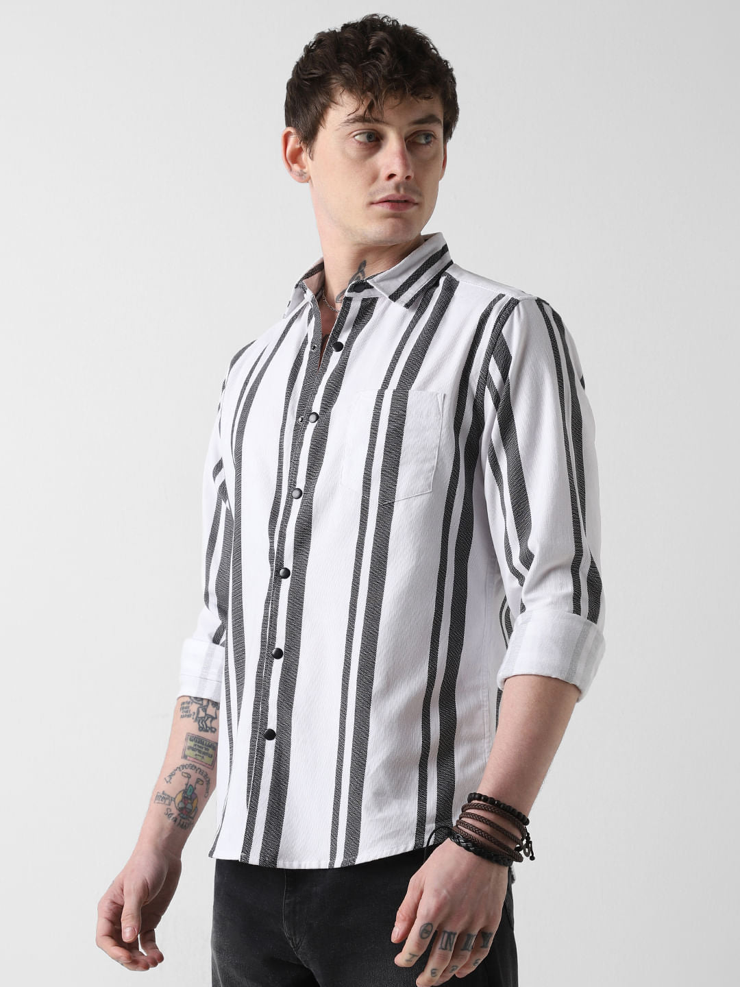 Monochrome Corduroy Striped Shirt