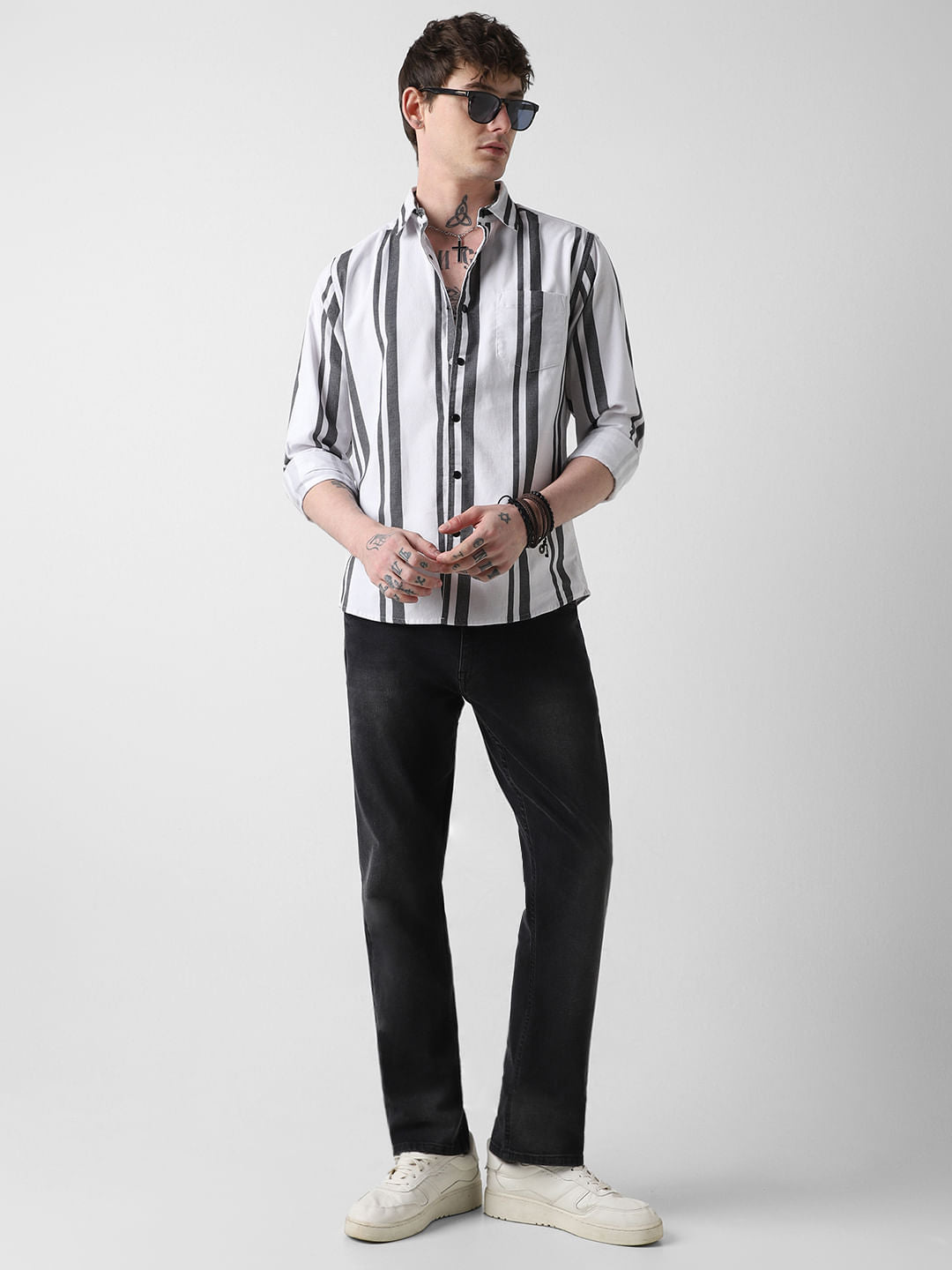 Monochrome Corduroy Striped Shirt