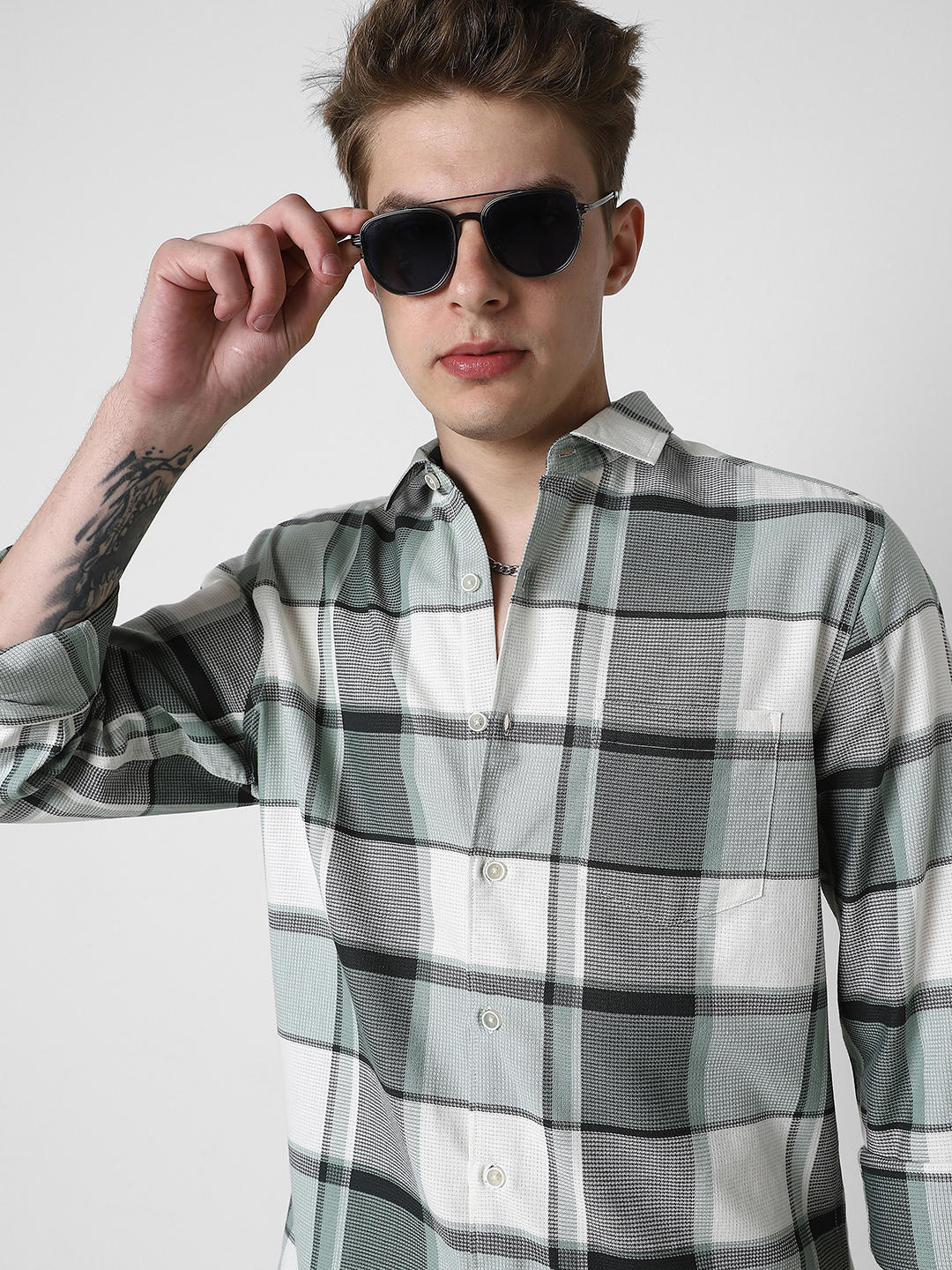 Premium Giza Cotton Dobby Checkered Shirt