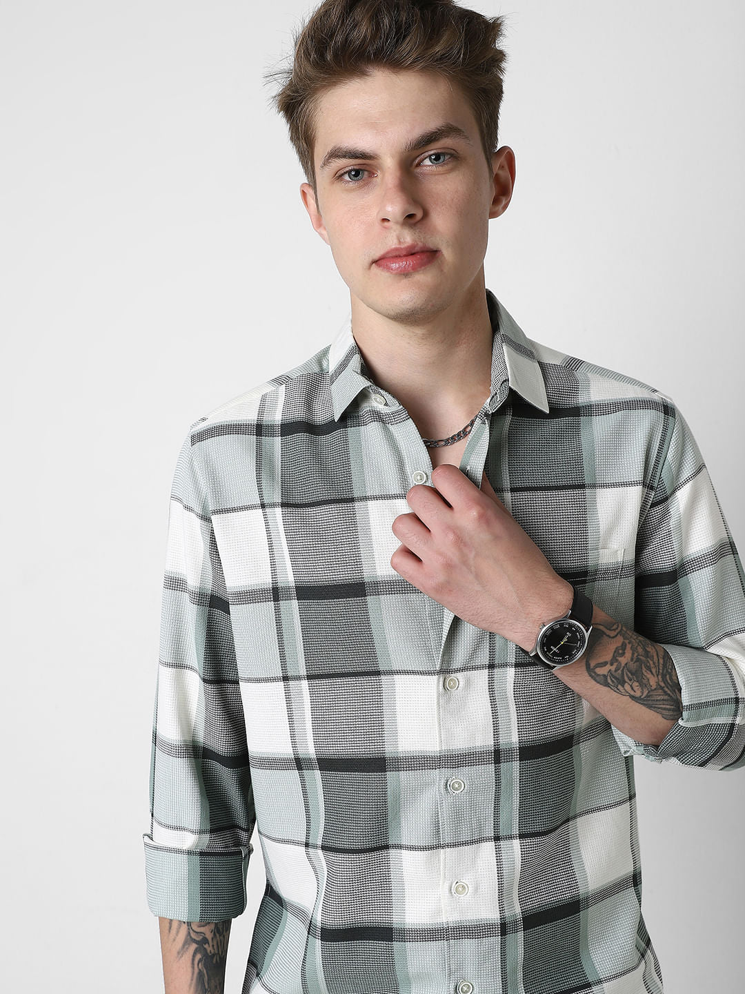 Premium Giza Cotton Dobby Checkered Shirt