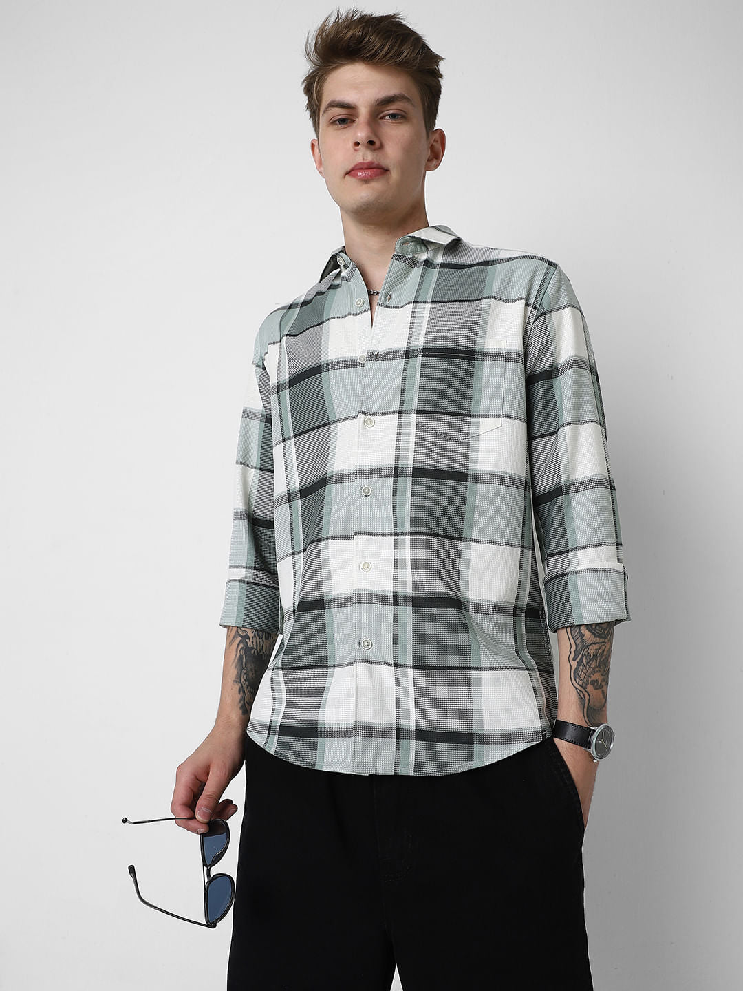 Premium Giza Cotton Dobby Checkered Shirt