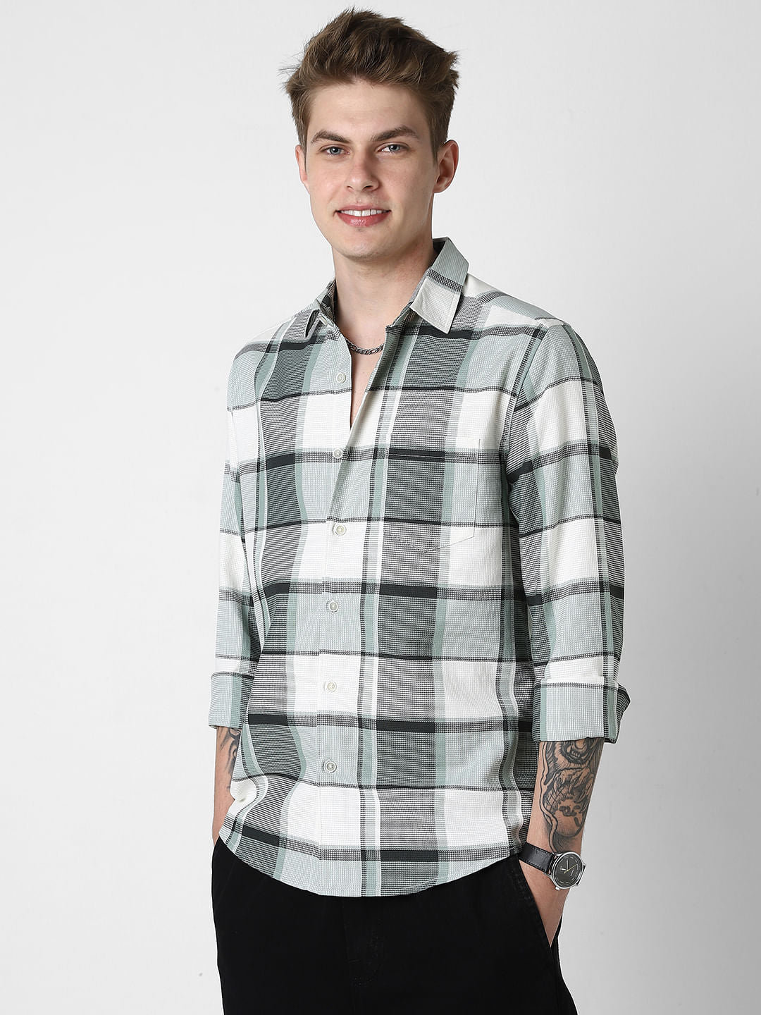 Premium Giza Cotton Dobby Checkered Shirt