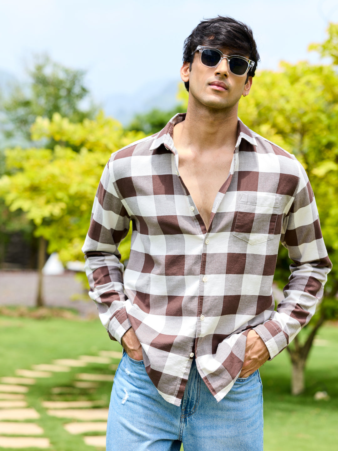 Brown & Ivory Box Checkered Shirt