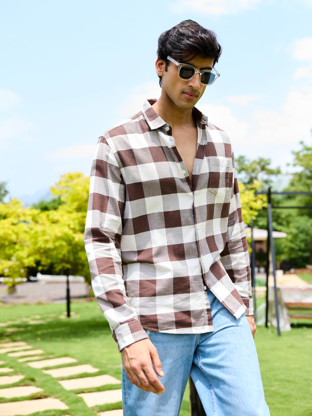 Brown & Ivory Box Checkered Shirt
