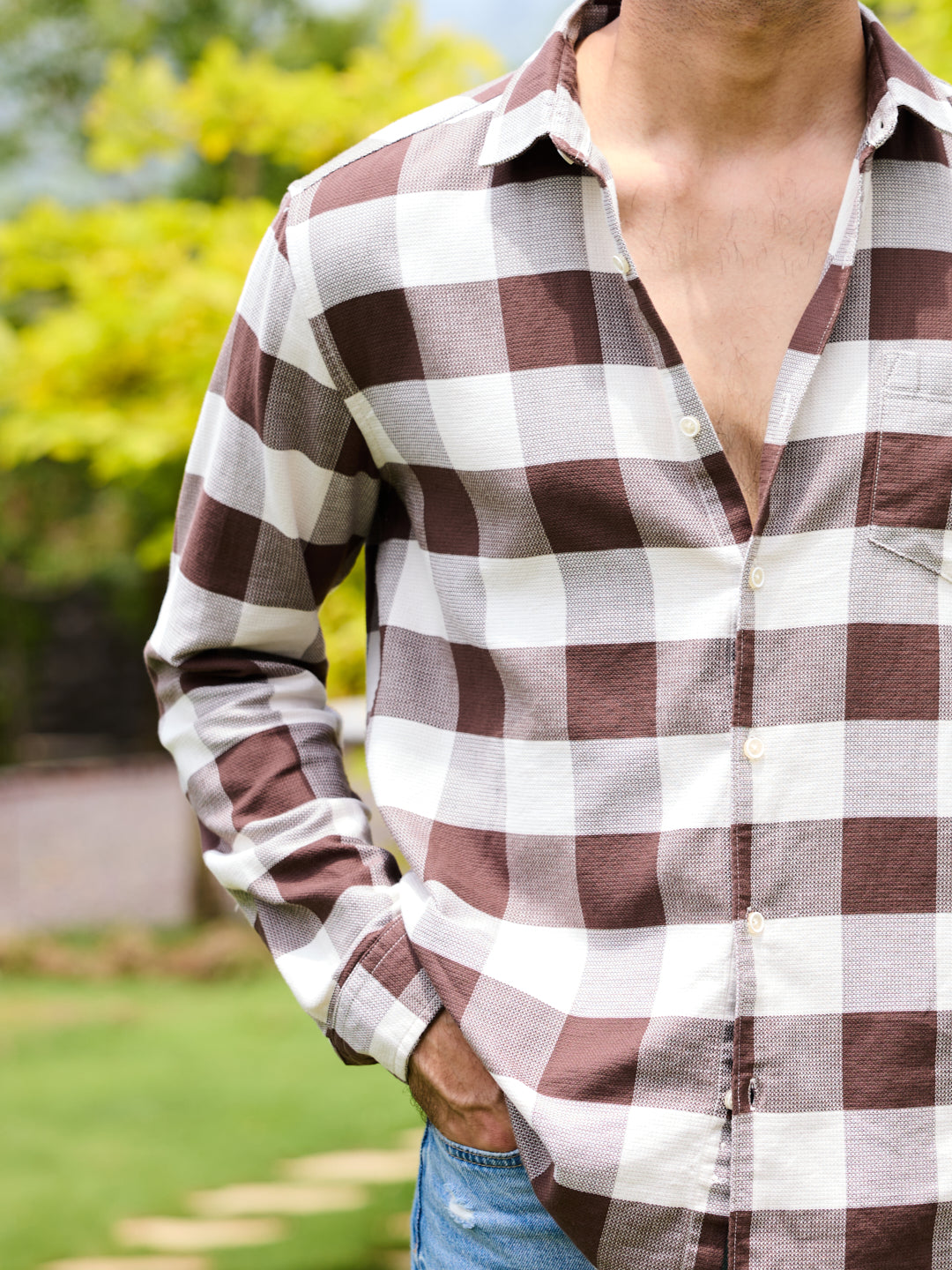 Brown & Ivory Box Checkered Shirt