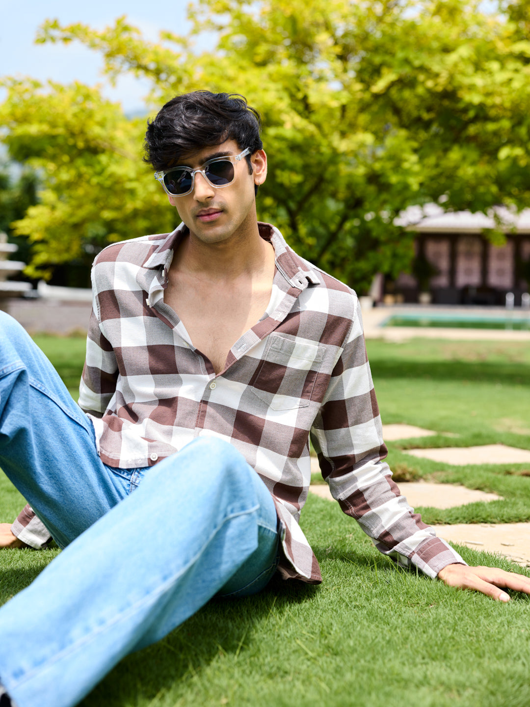 Brown & Ivory Box Checkered Shirt