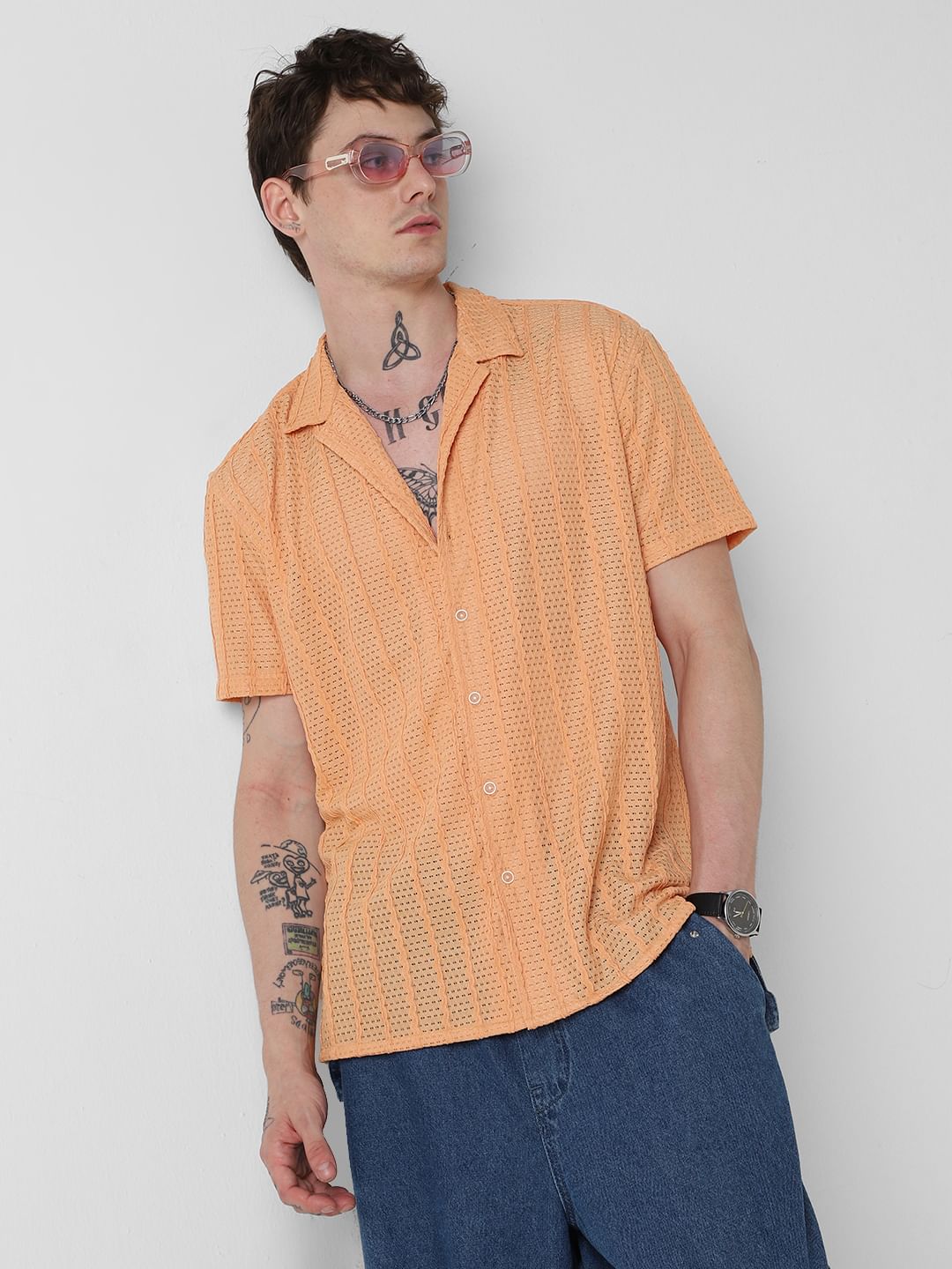 Exquisite AeroMesh Orangish Oversized Shirt