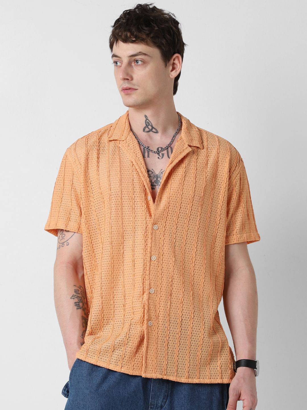 Exquisite AeroMesh Orangish Oversized Shirt