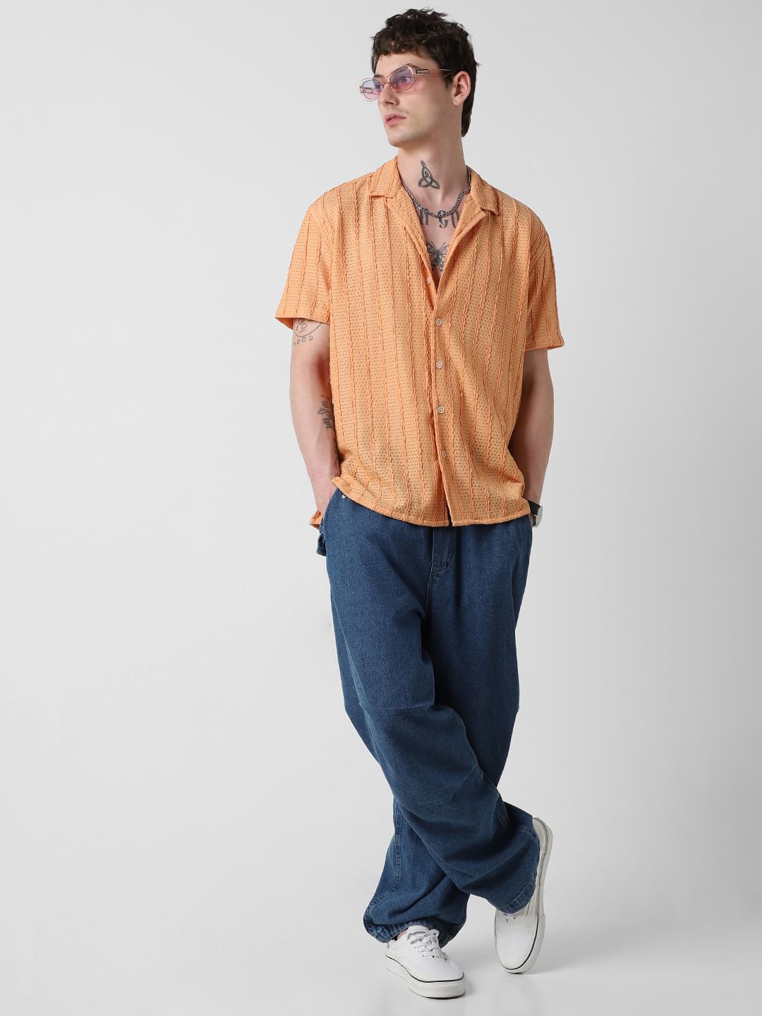 Exquisite AeroMesh Orangish Oversized Shirt