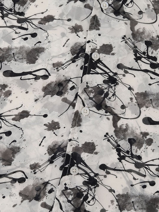 Black Burn Out Splash Oversized Shirt