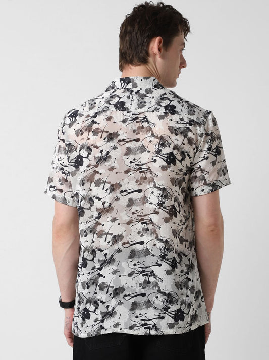 Black Burn Out Splash Oversized Shirt