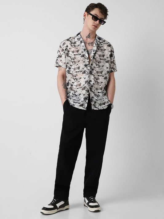 Black Burn Out Splash Oversized Shirt