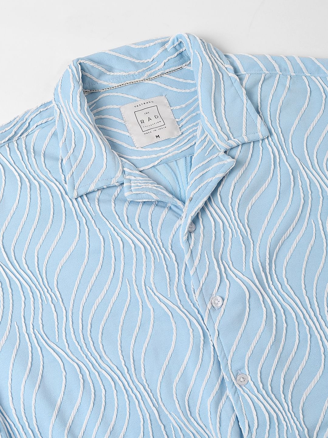 Arctic Blue Wavy Patterned Oversized Shirt