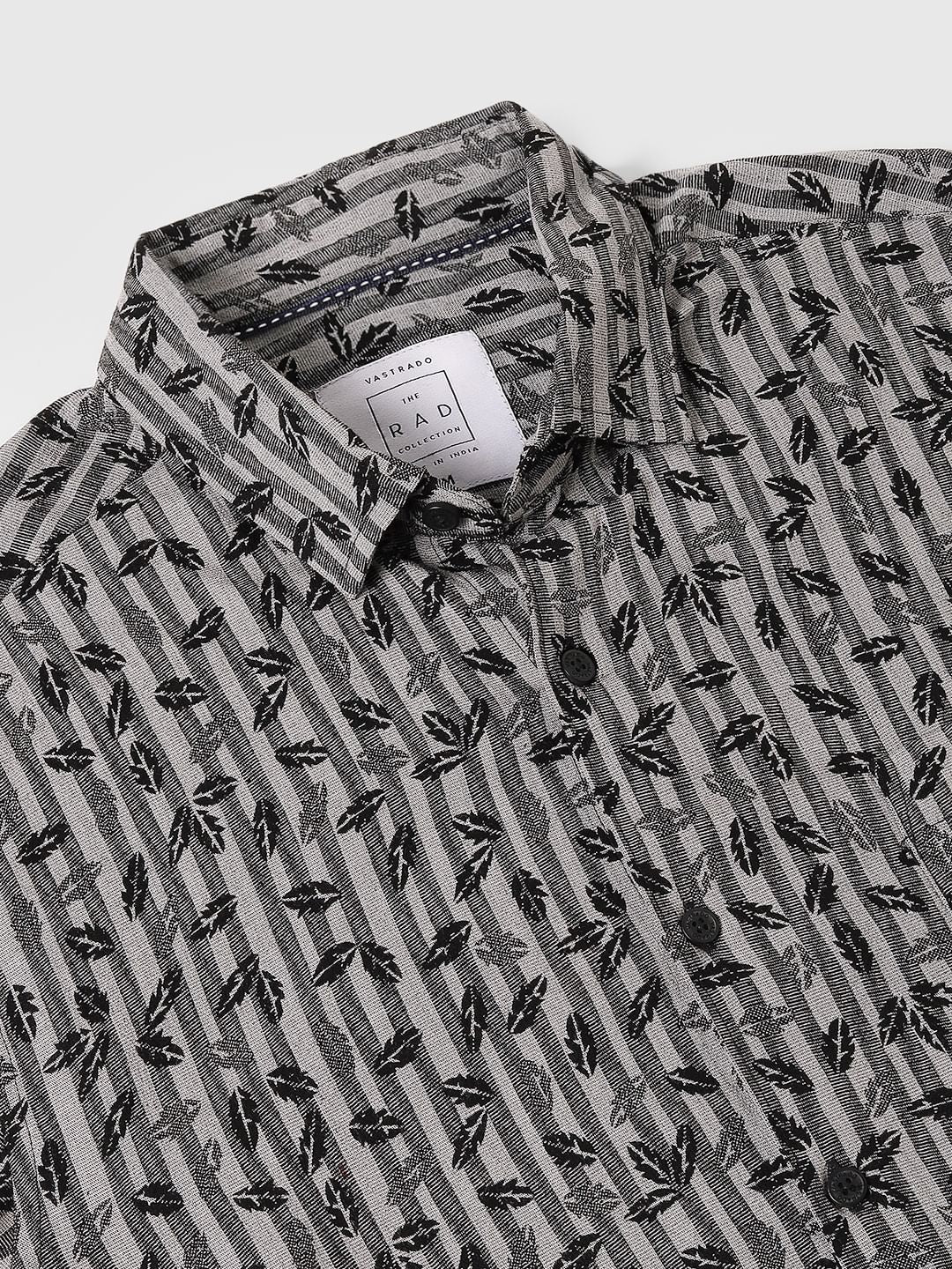 Elegant Black Leafy Striped Shirt