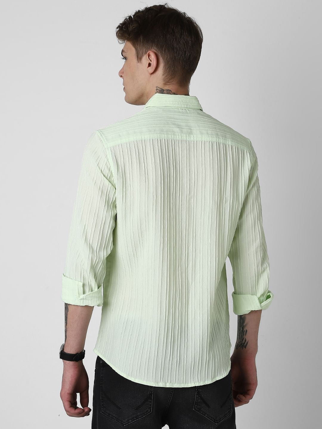 Neon Green Textured Line Shirt