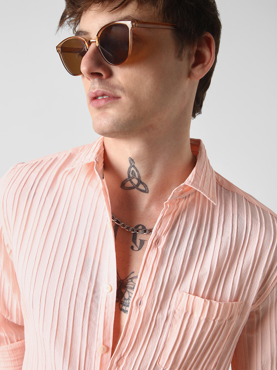 Peach Line Textured Shirt