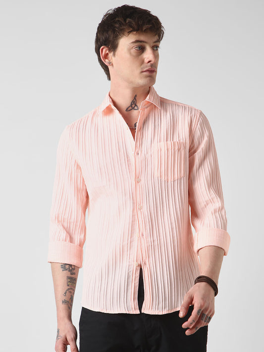 Peach Line Textured Shirt