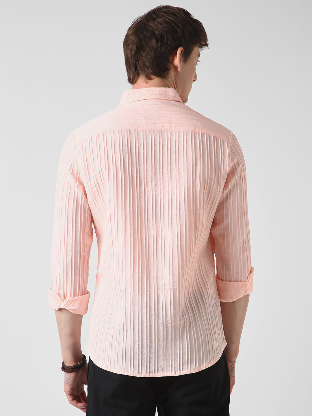 Peach Line Textured Shirt