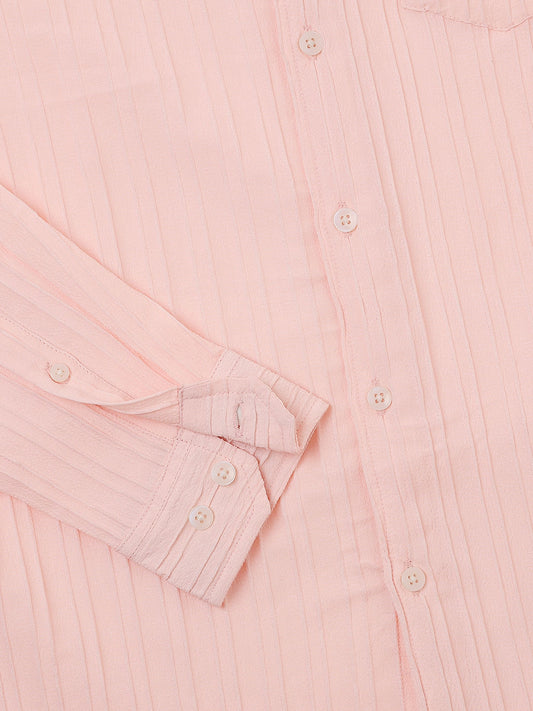 Peach Line Textured Shirt