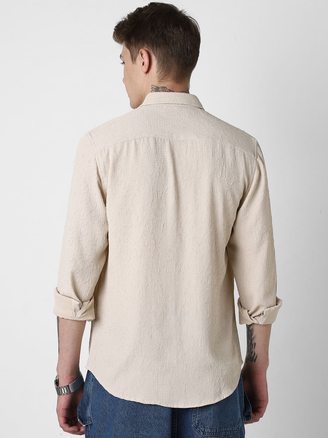 Bisque Beige Textured Shirt