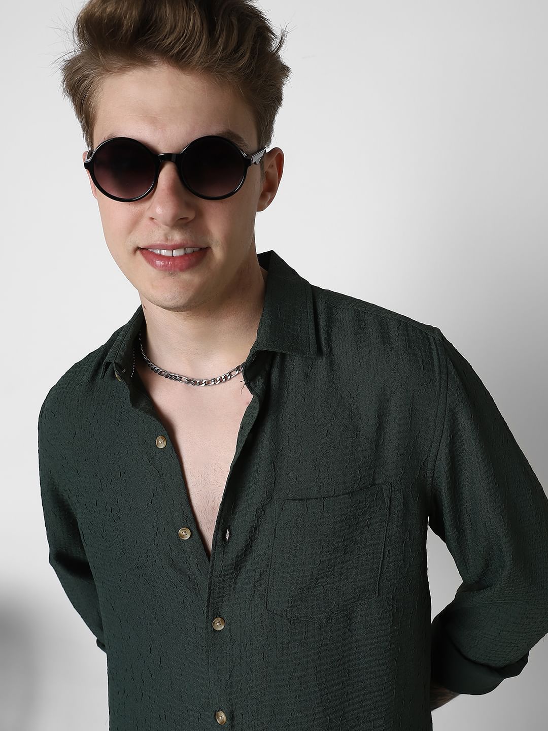Sacramento Green Textured Shirt