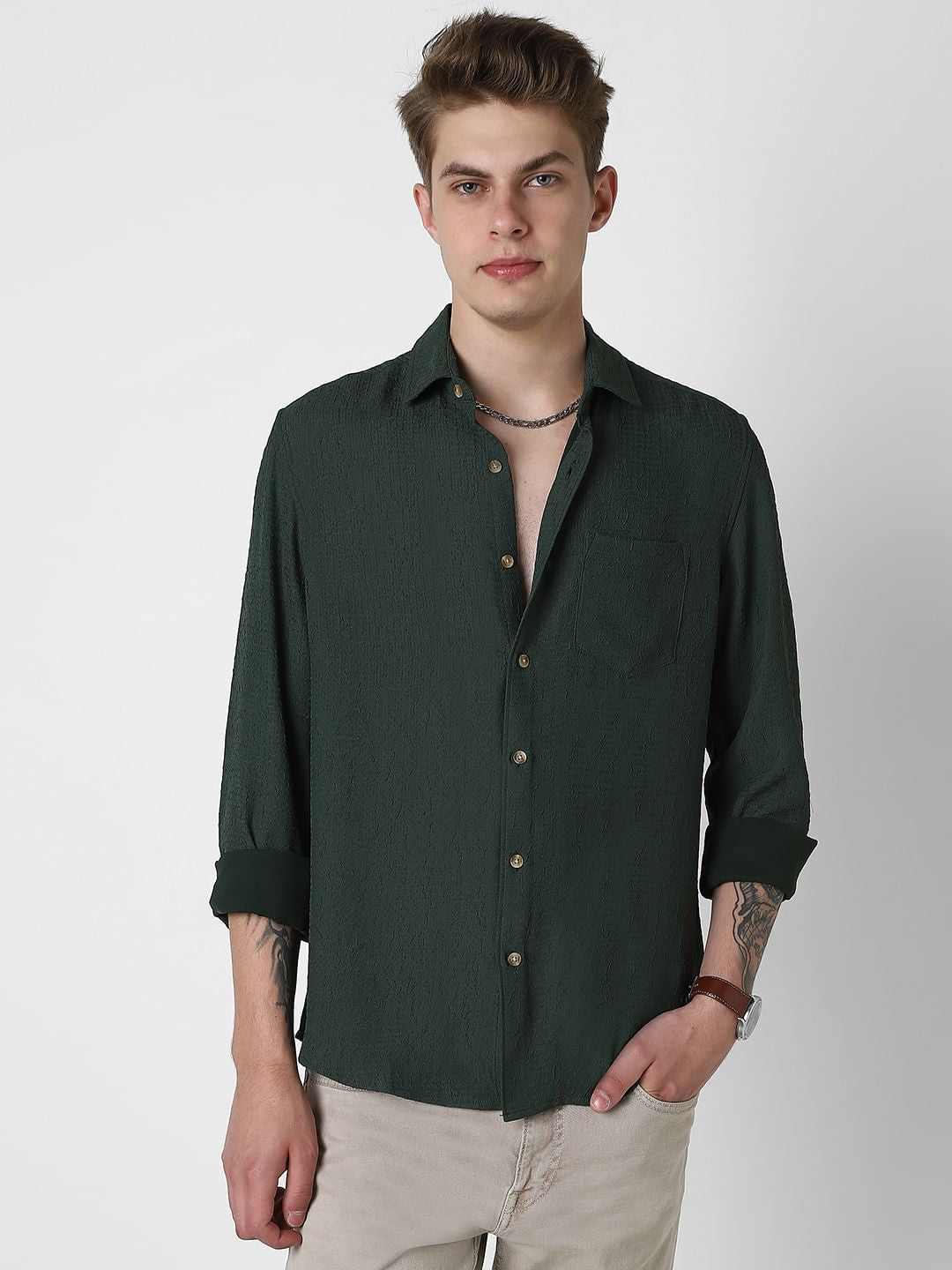 Sacramento Green Textured Shirt