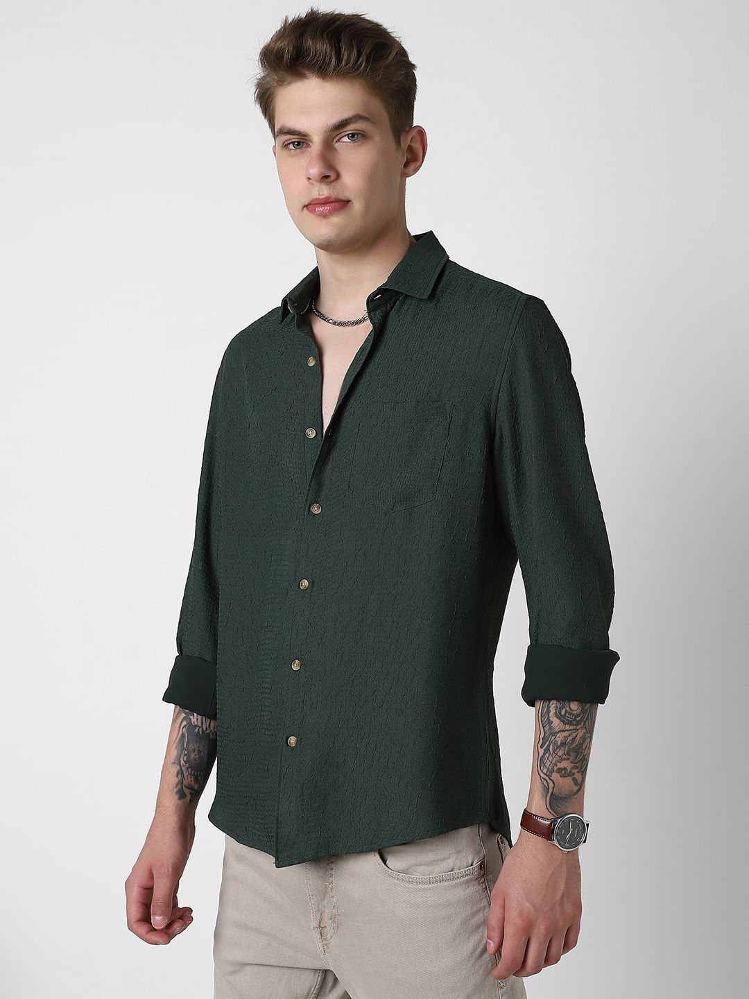 Sacramento Green Textured Shirt