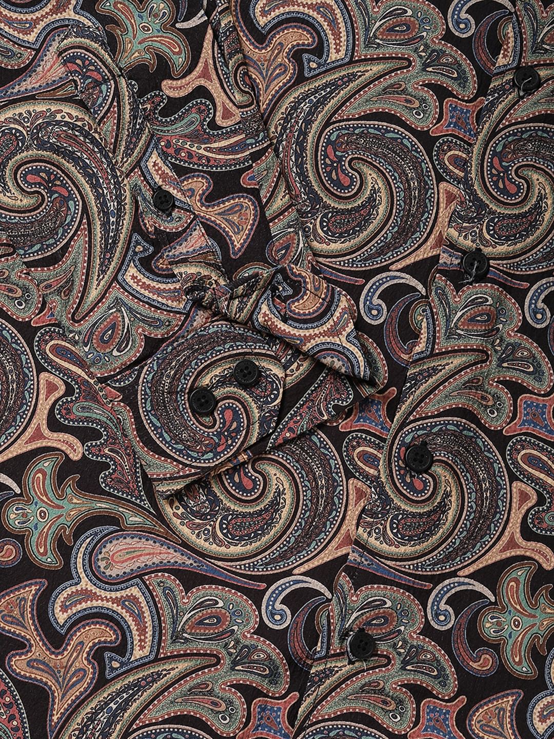 Futuristic Fusion Black Paisley Creased Shirt