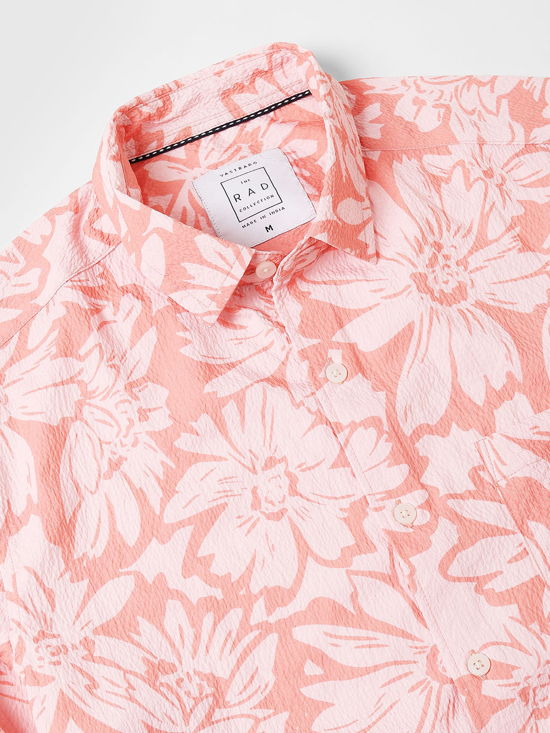 Coral Floral Printed Creased Shirt