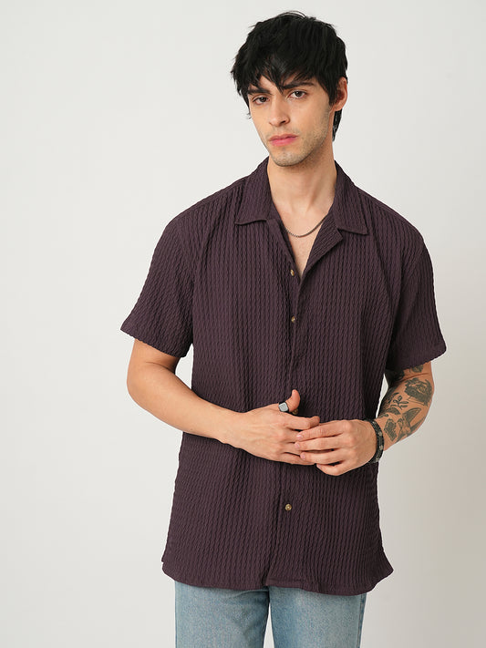 Wine Textured Oversized Shirt