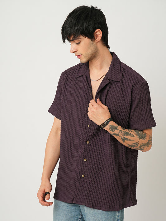 Wine Textured Oversized Shirt