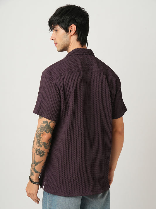 Wine Textured Oversized Shirt