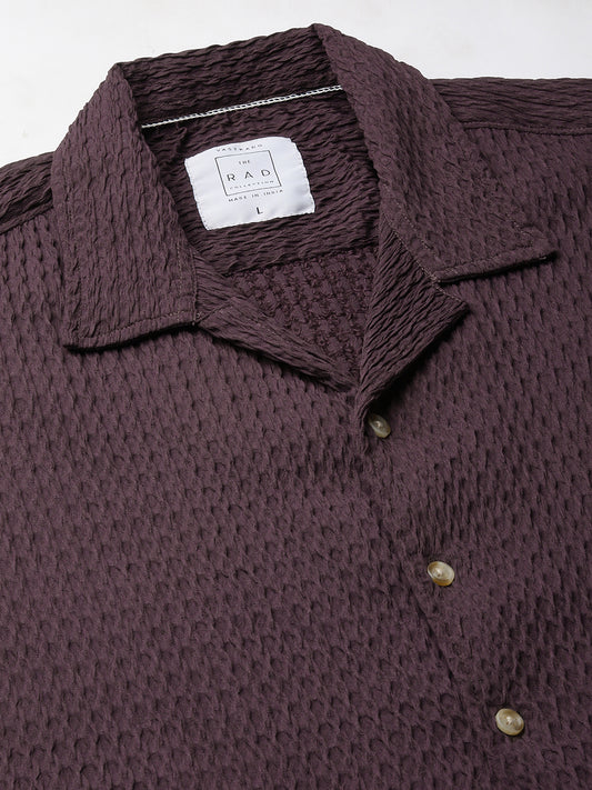 Wine Textured Oversized Shirt