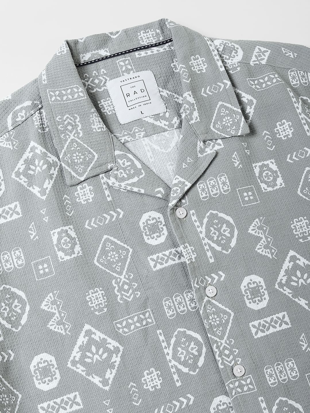 Grey Intricate Printed Oversized Shirt