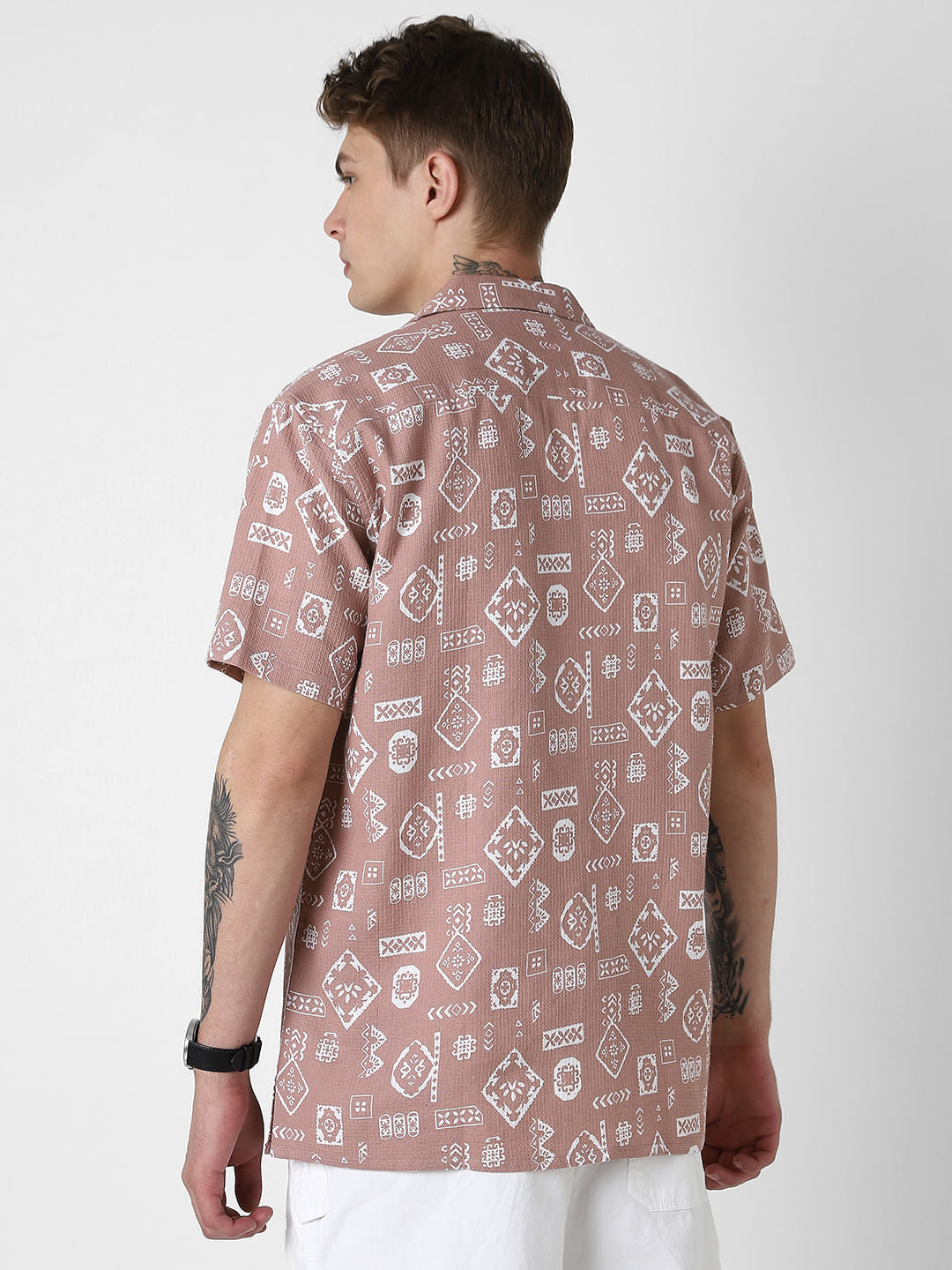 Opera Mauve Intricate Printed Oversized Shirt