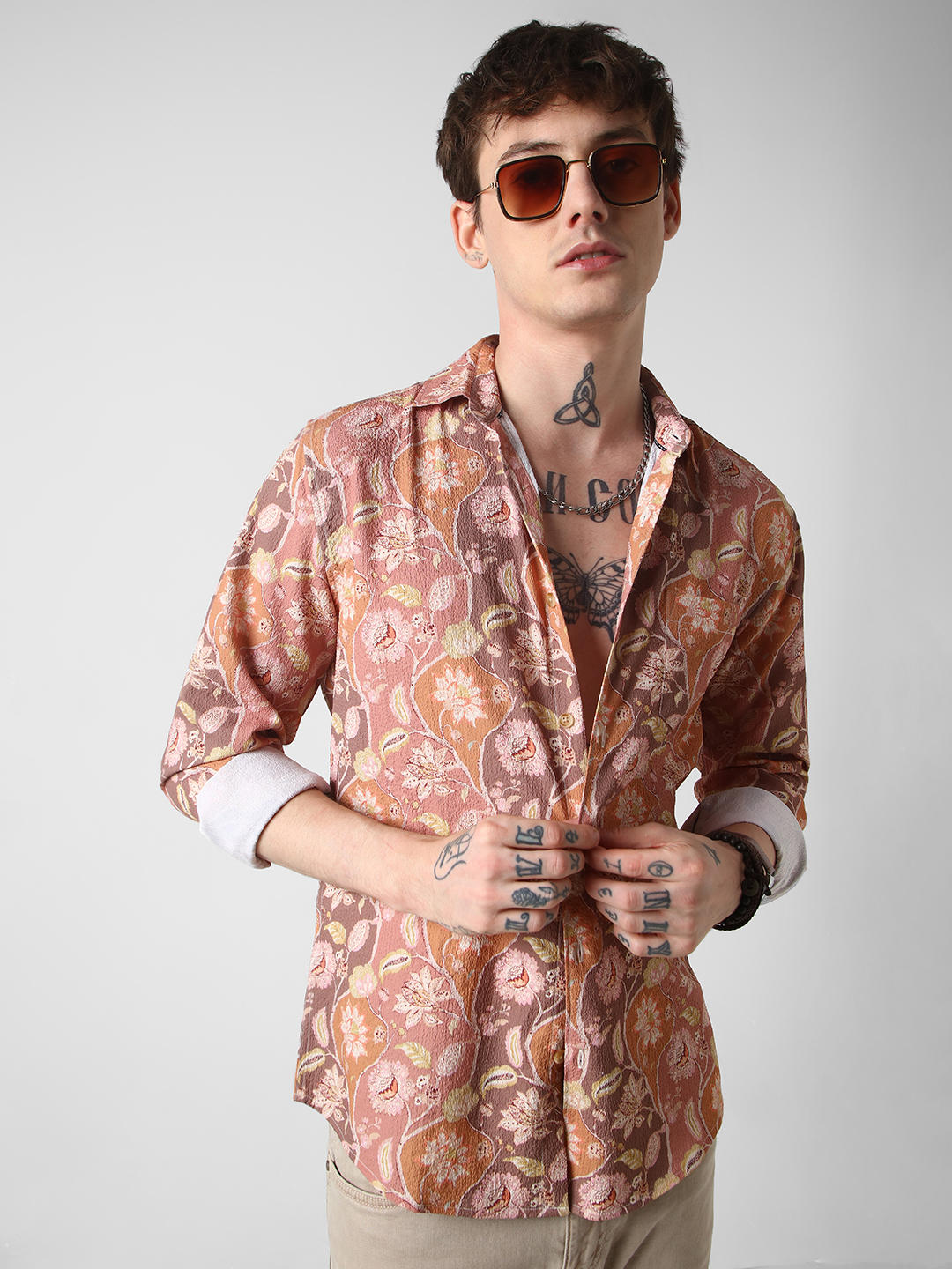 Bloomy Dendritic Multicolour Creased Shirt