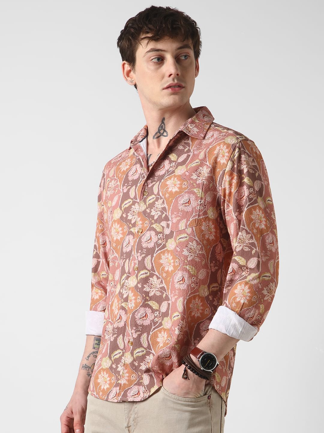 Bloomy Dendritic Multicolour Creased Shirt