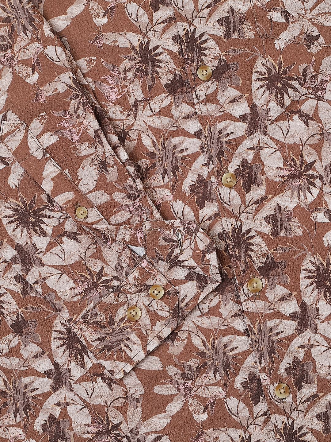 Voguish Creased Brown Floral Shirt