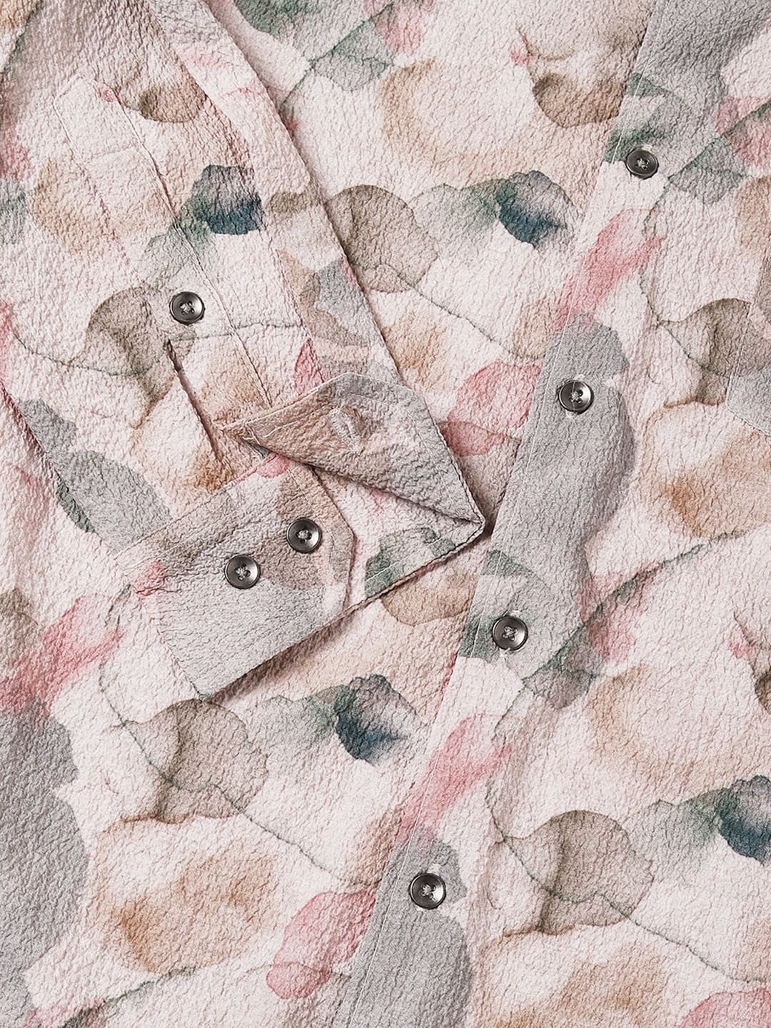 Voguish Creased Multicolour Abstract Printed Shirt