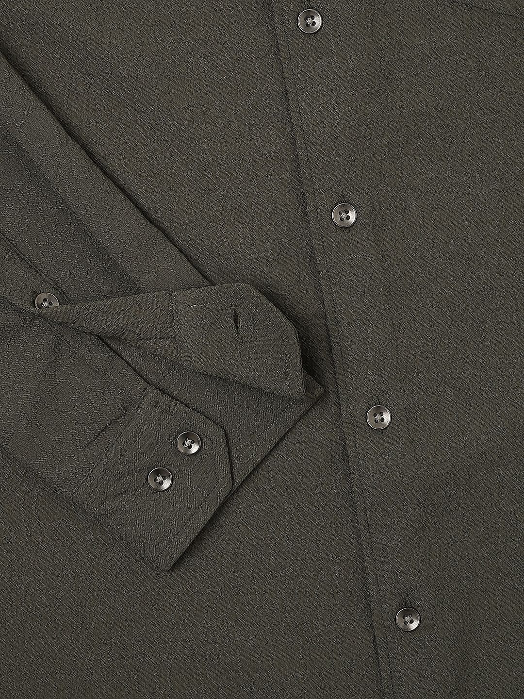 Snazzy Olive Textured Shirt