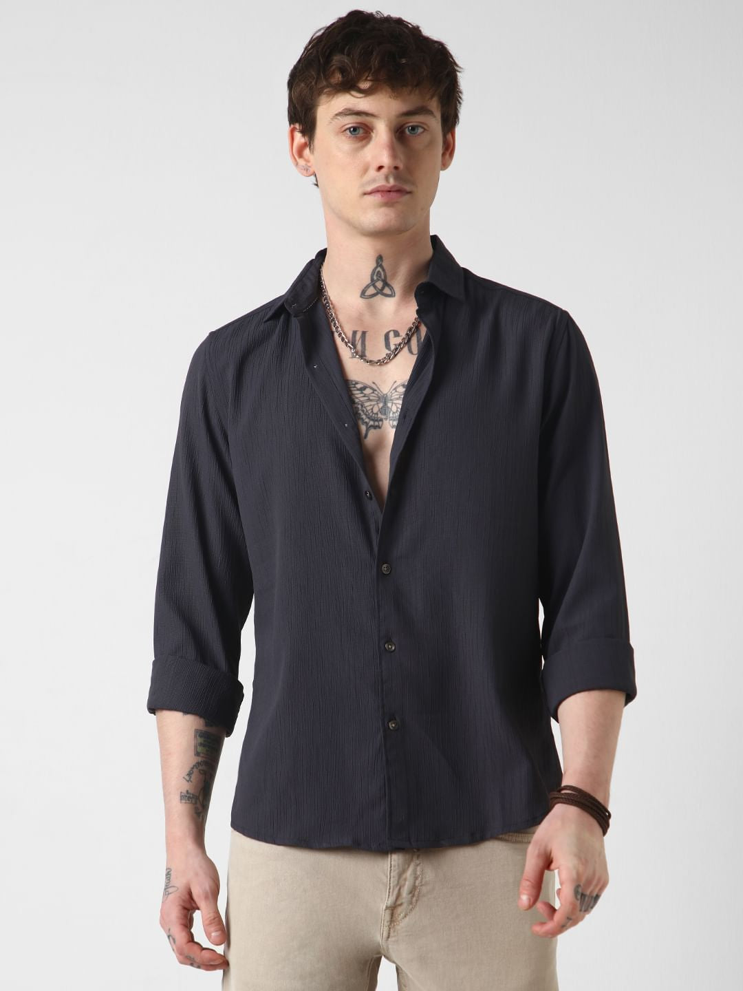 Anchor Grey Line Textured Shirt