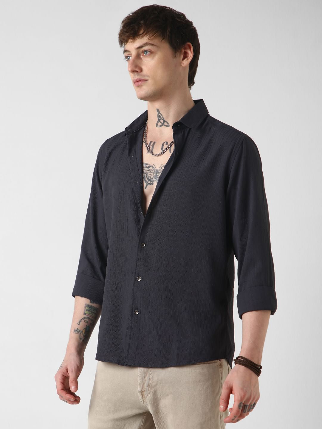 Anchor Grey Line Textured Shirt