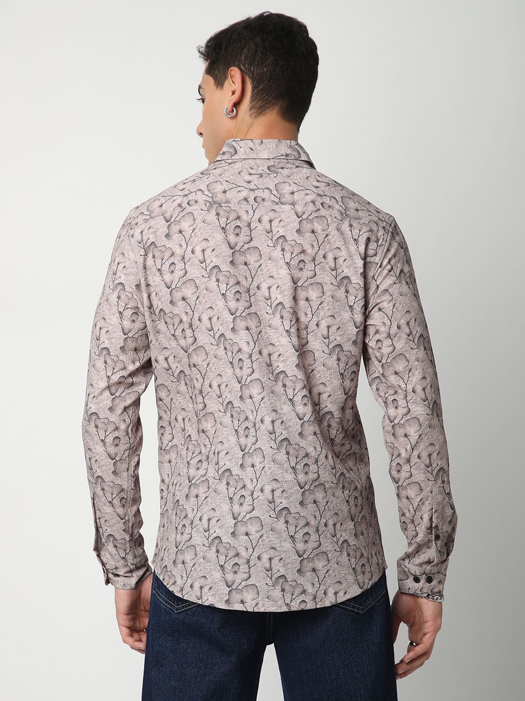 Artistic Floral Printed Crushed Shirt