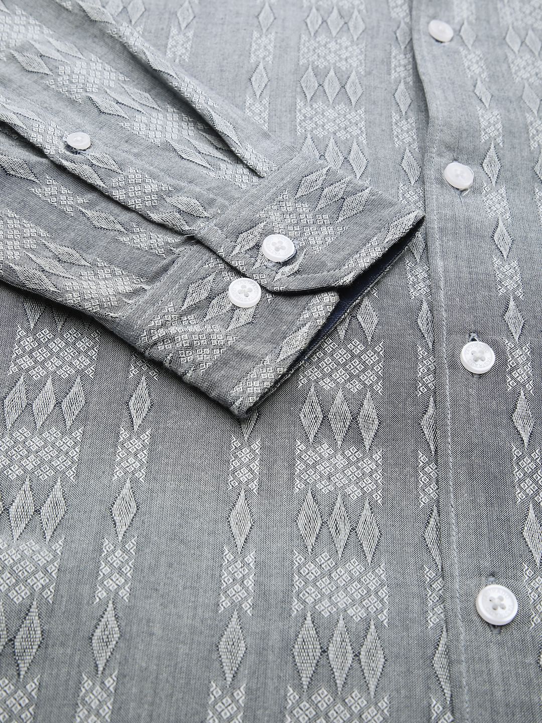 Metal Grey Ikat Jacquard Shirt