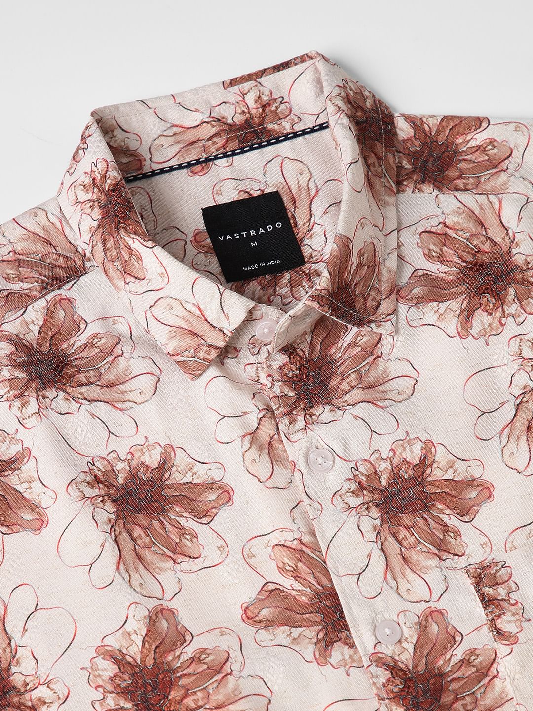 Beige Artistry Floral Printed Dobby Shirt
