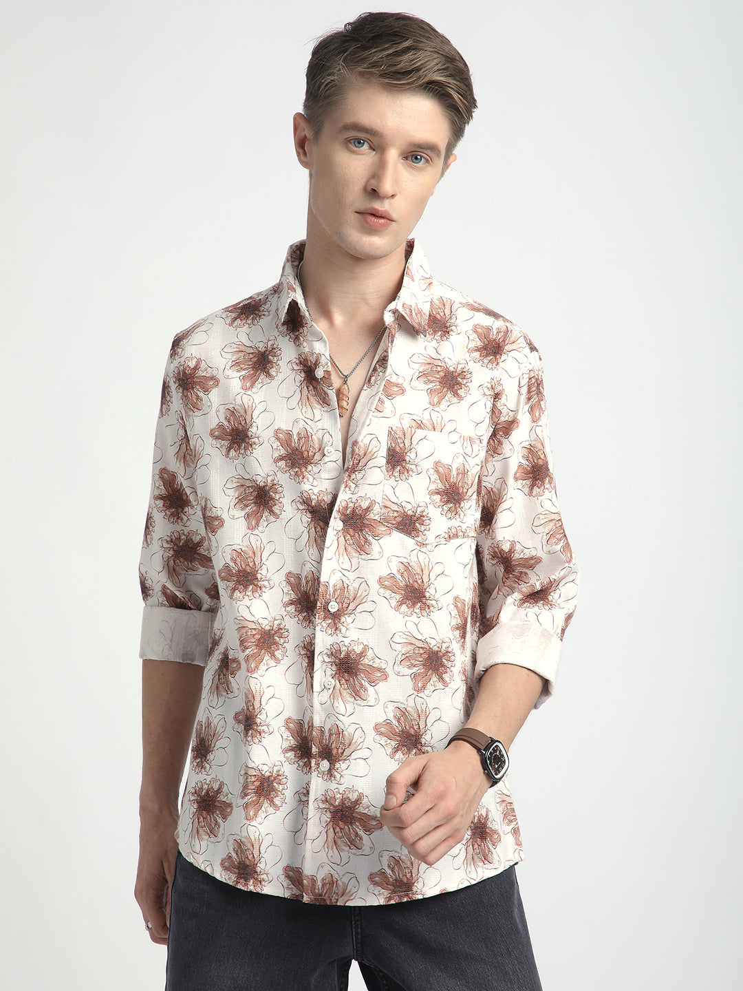 Doodle Florals Soft Beige Shirt