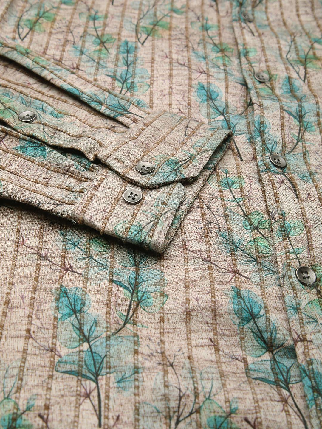 Jamboree Artistic Leaf Striped Shirt