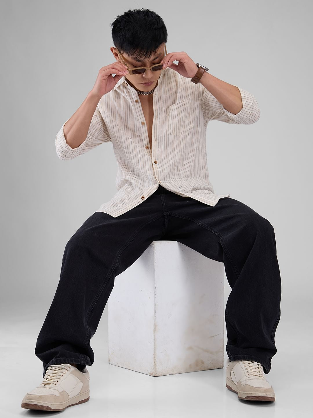 Linen Line Striped Beige Shirt