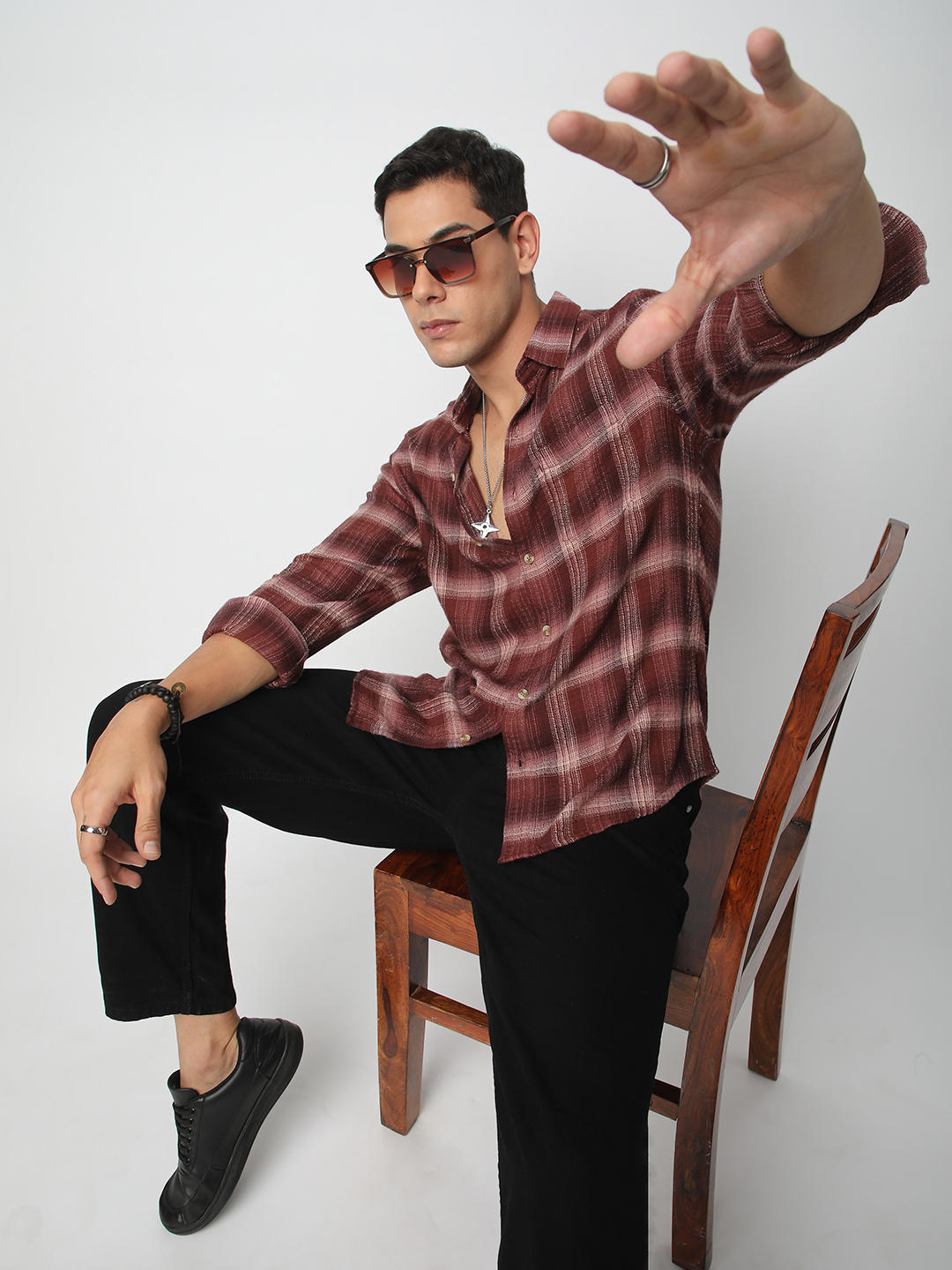 Premium Cotton Burnt Maroon Flannel Checkered Shirt