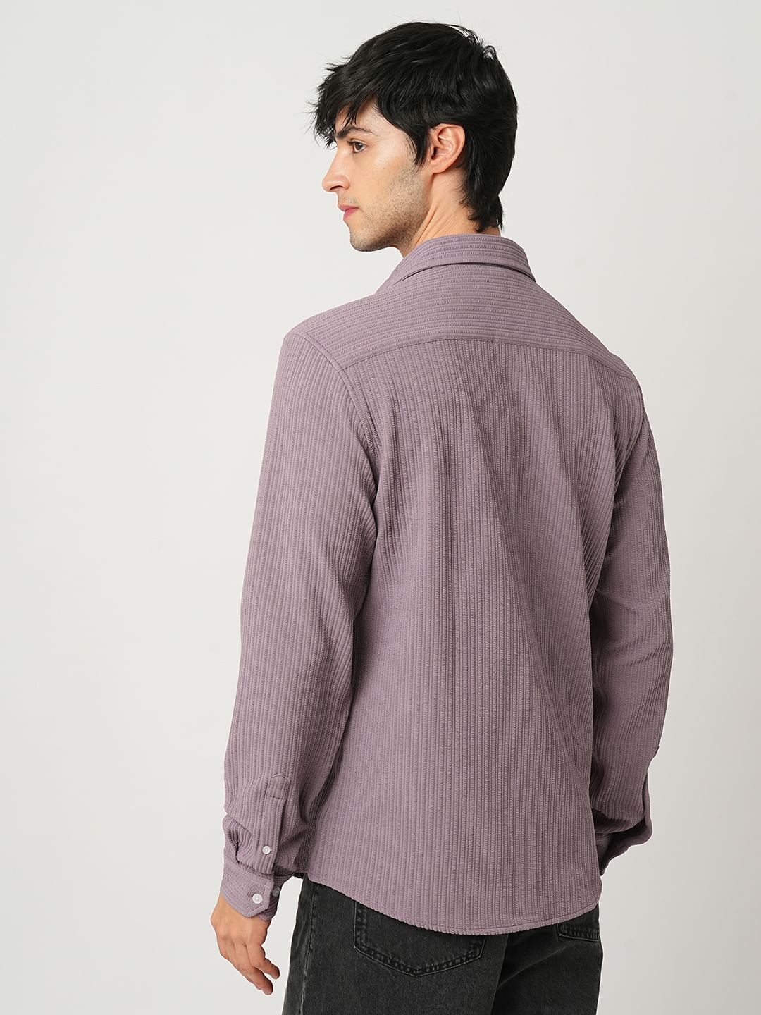 Refined Mauve Jacquard Shirt
